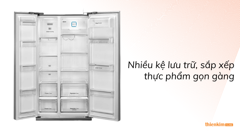 Nhiều kệ lưu trữ sắp xếp thực phẩm gọn gàng Tủ lạnh SIDE-BY-SIDE độc lập SMEG SBS660X 535.14.998